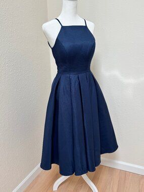 Chi Chi London Fit & Flare Dress Navy Women's Petite US 2